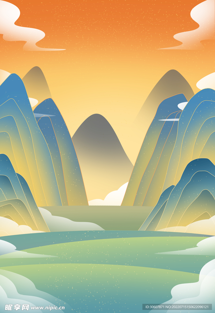 国潮插画背景