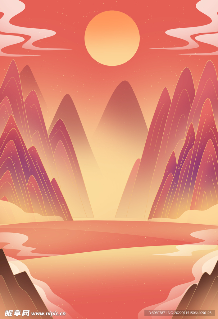 国潮插画背景