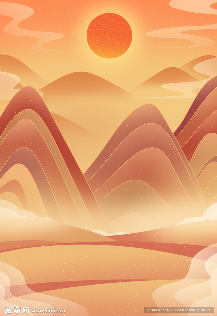 国潮插画背景