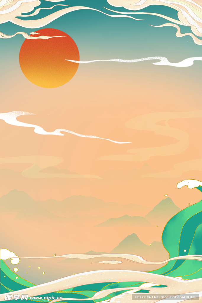 国潮插画背景