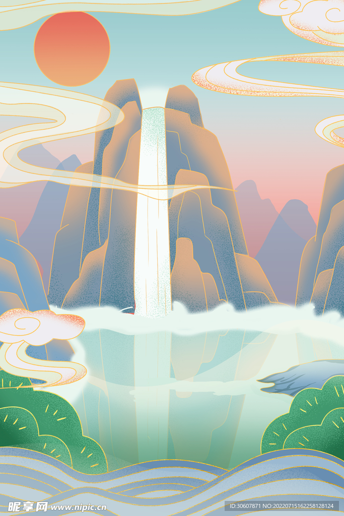 国潮插画背景