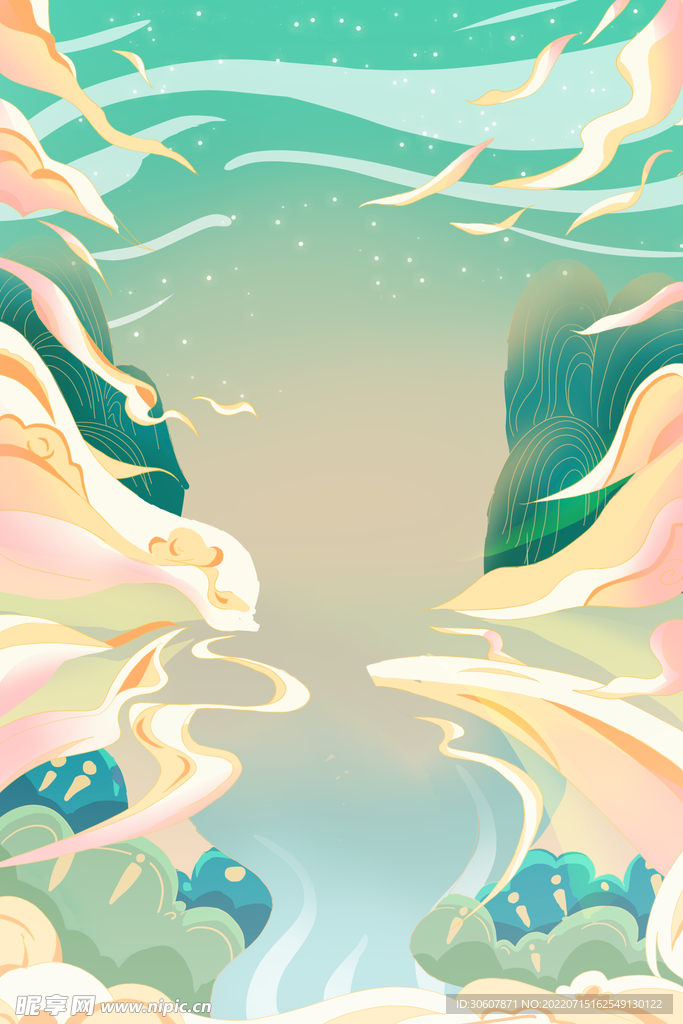国潮插画背景
