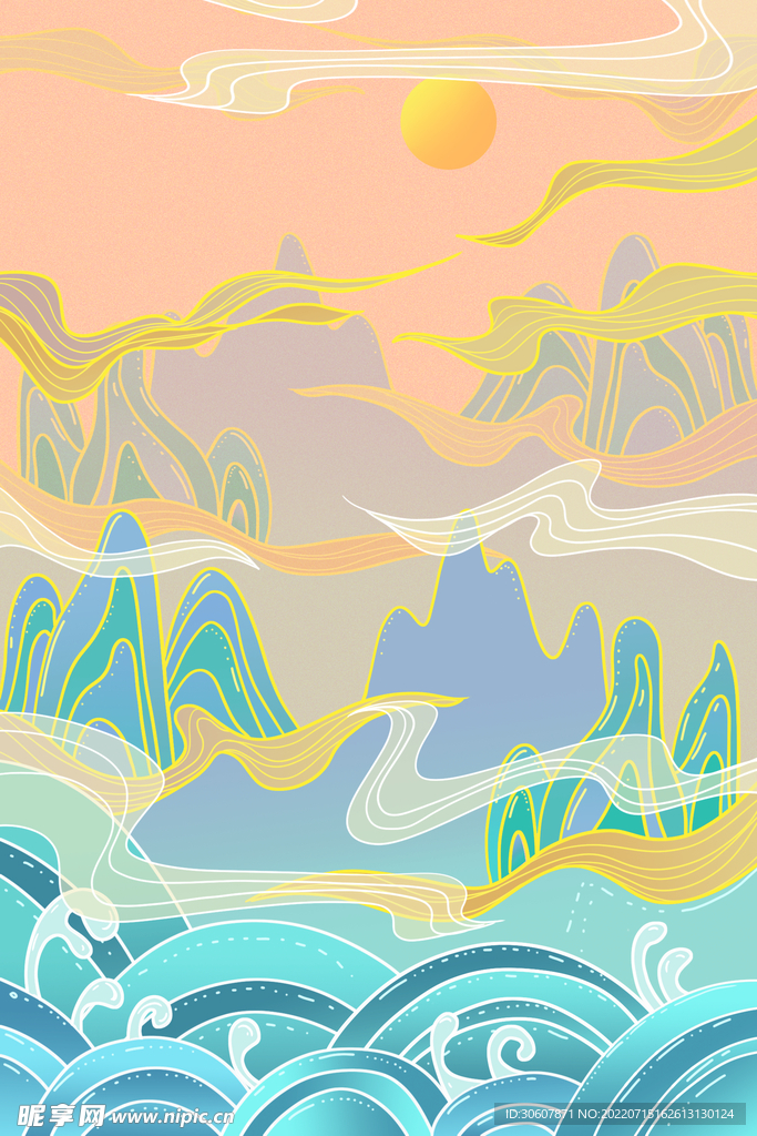 国潮插画背景