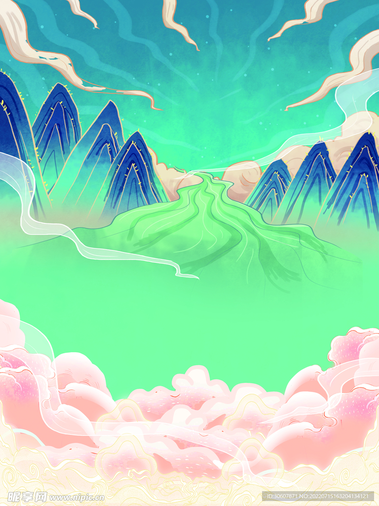 国潮插画背景
