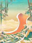 国潮插画背景
