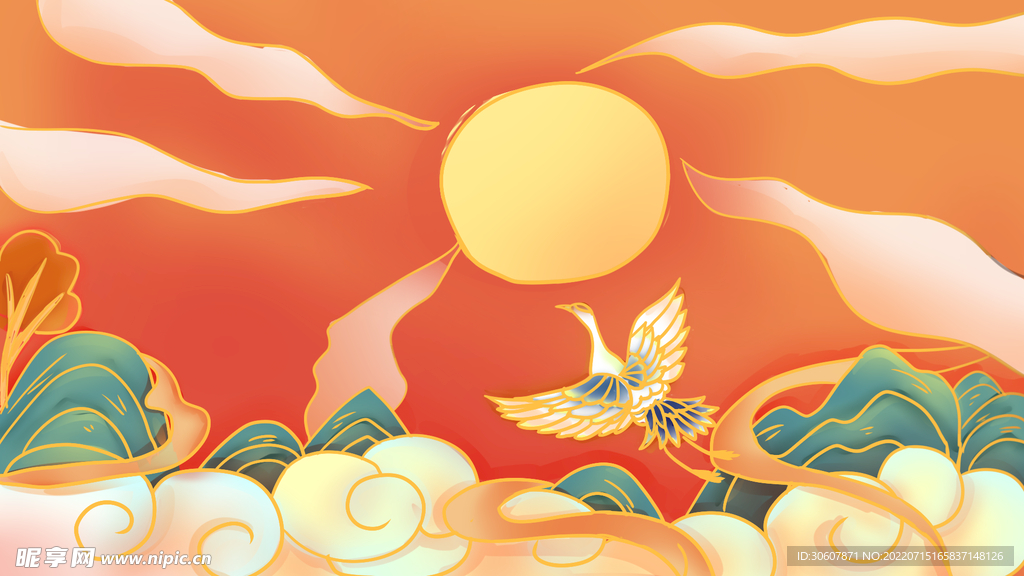 国潮插画背景
