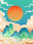 国潮插画背景