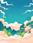 国潮插画背景
