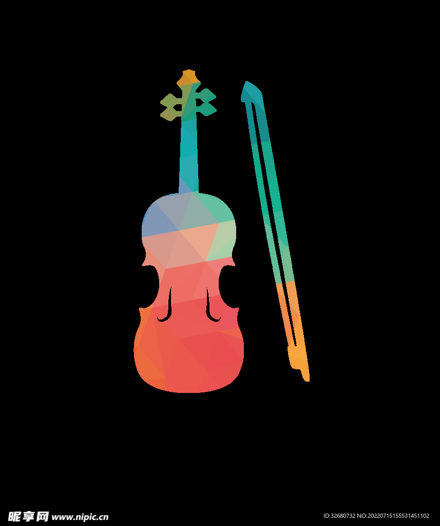 水彩手绘小提琴乐器图标图片
