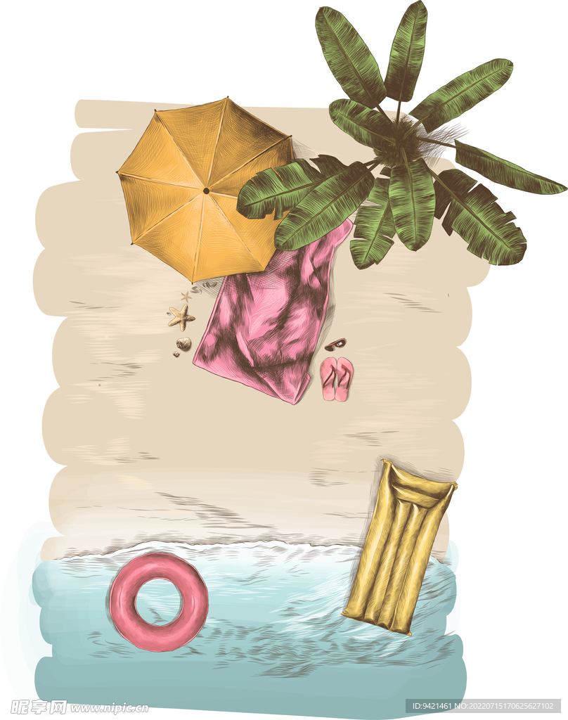插画海滩