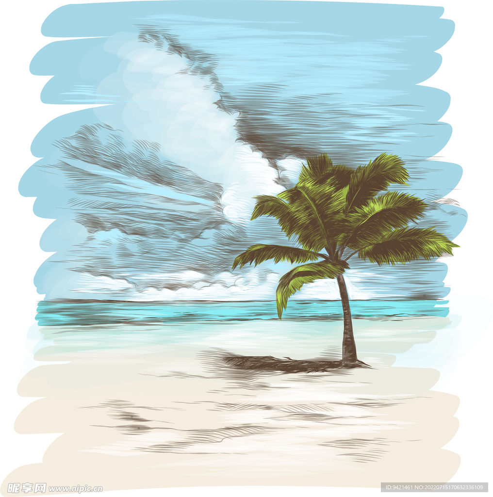 海滩插画