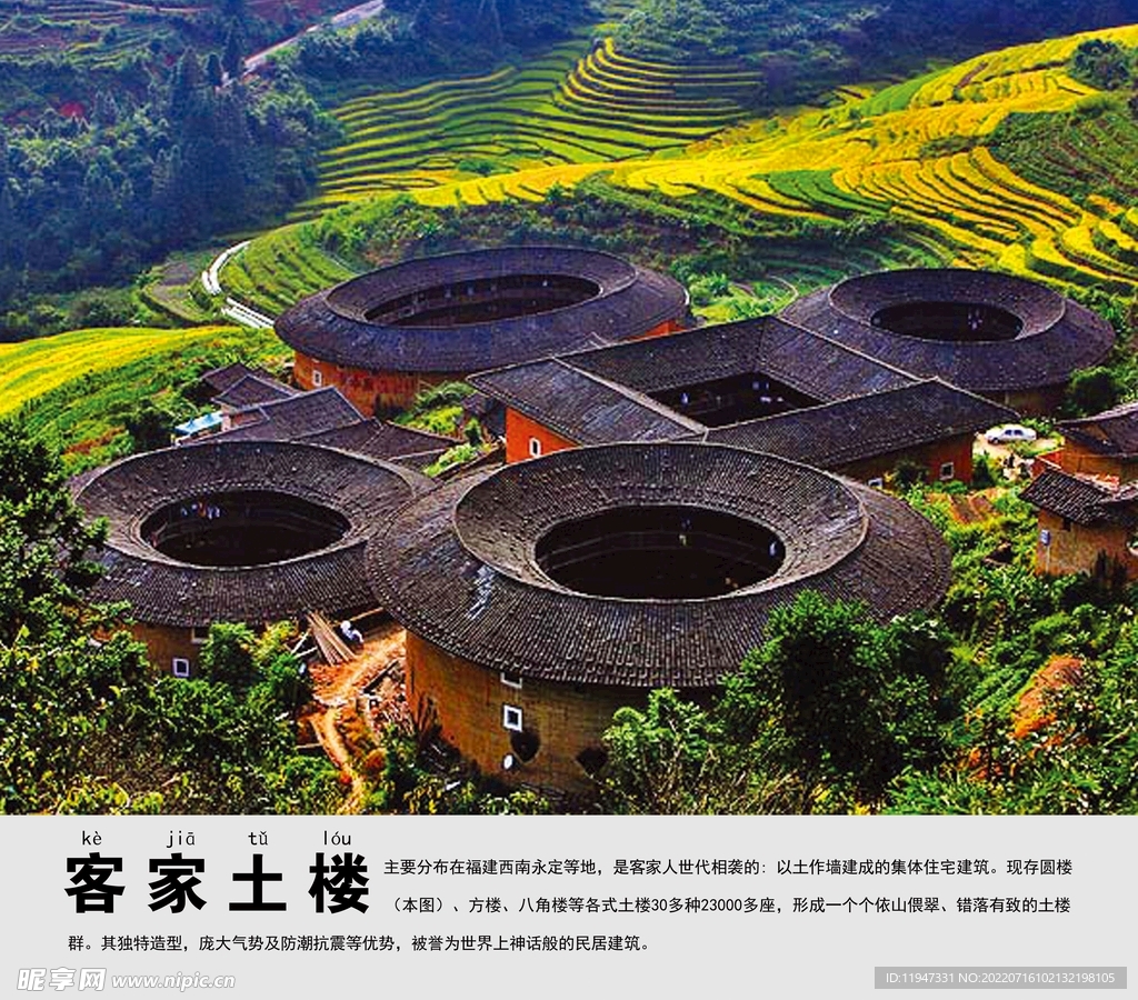 客家土楼景点介绍展板