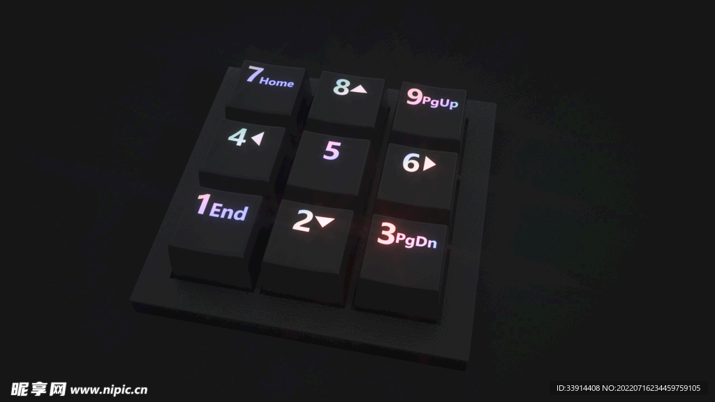 九键键盘模型
