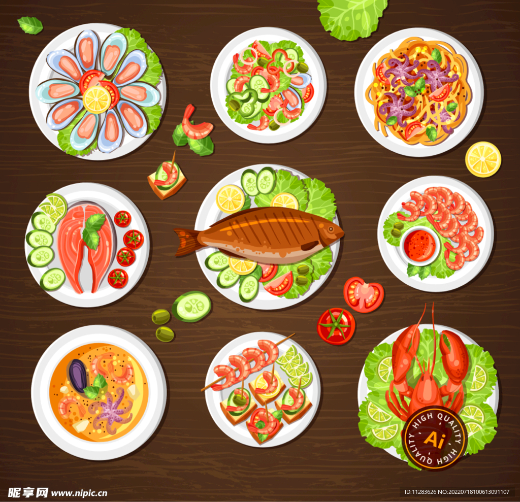 海鲜美食插画