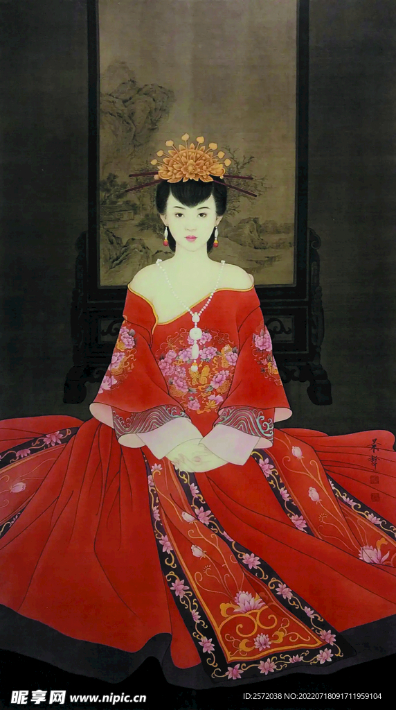 金屏笑坐如花人