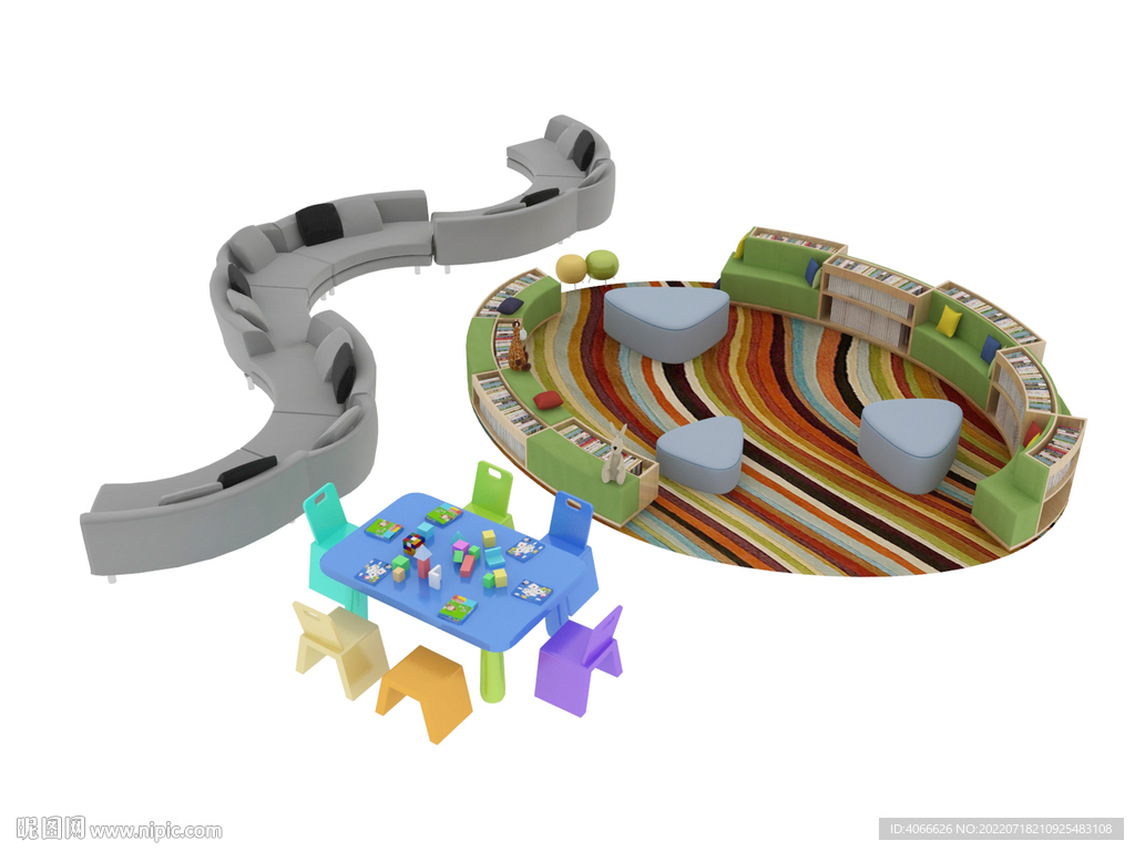 儿童玩具书柜3d模型