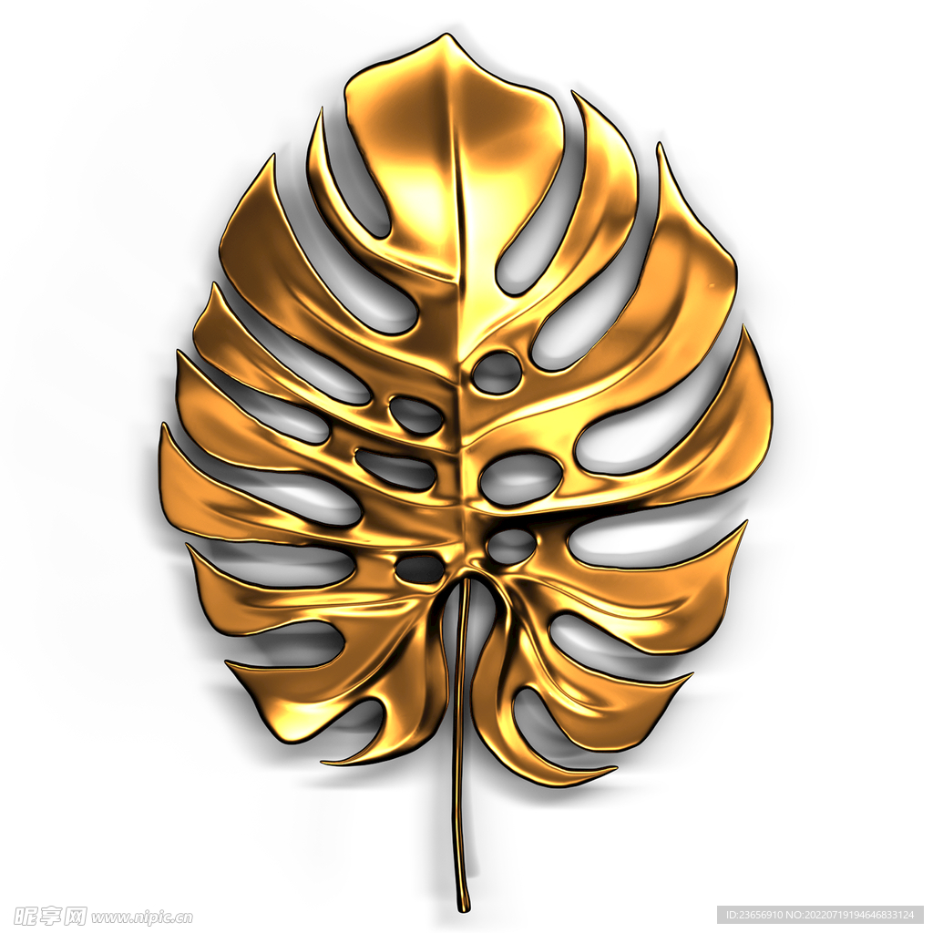 高清奢华黄金金色植物叶子 