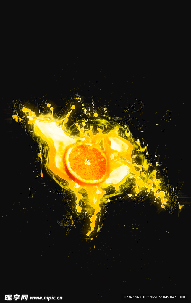 动感水果赛博朋克橙子素材图片