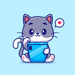 小猫手持手机卡通