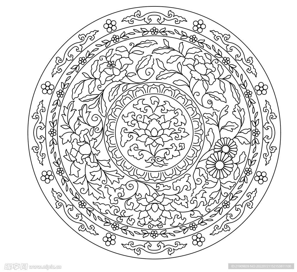 牡丹缠枝花卉纹
