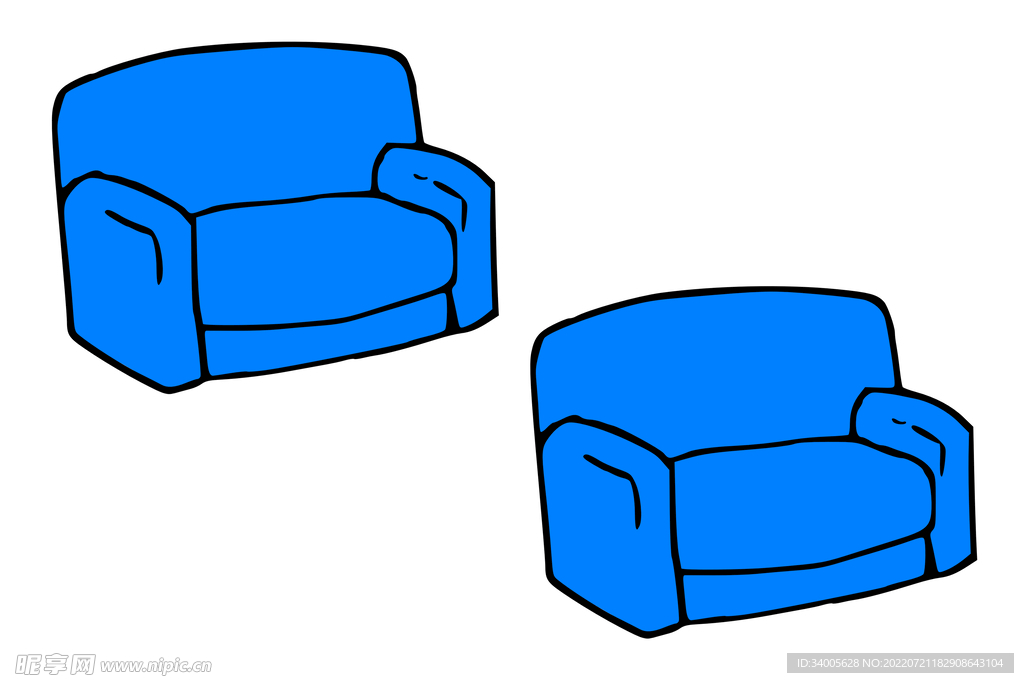 蓝色厚沙发