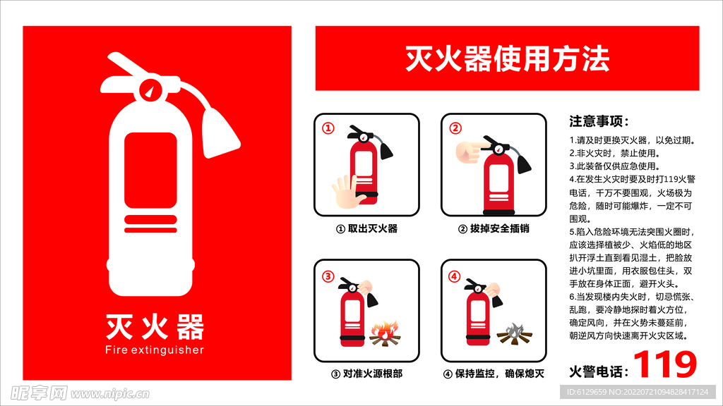 灭火器海报矢量图使用