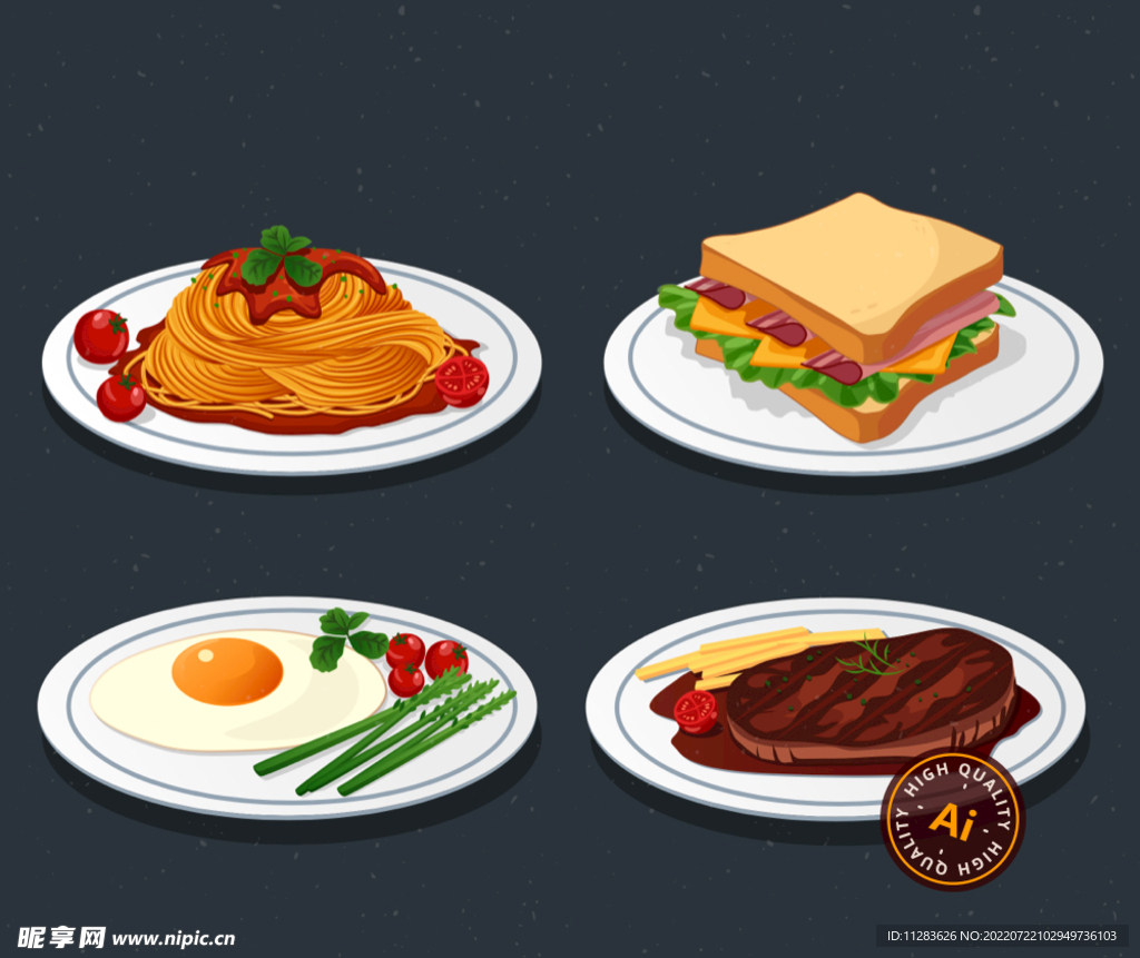 西餐美食插画