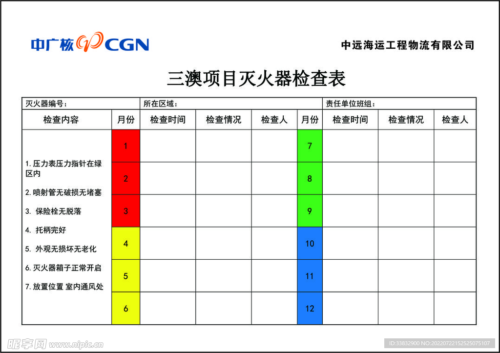 灭火器检查表