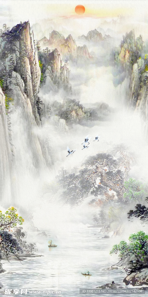 新中式玄关山水装饰画