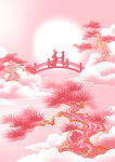 七夕牛郎织女鹊桥会背景图