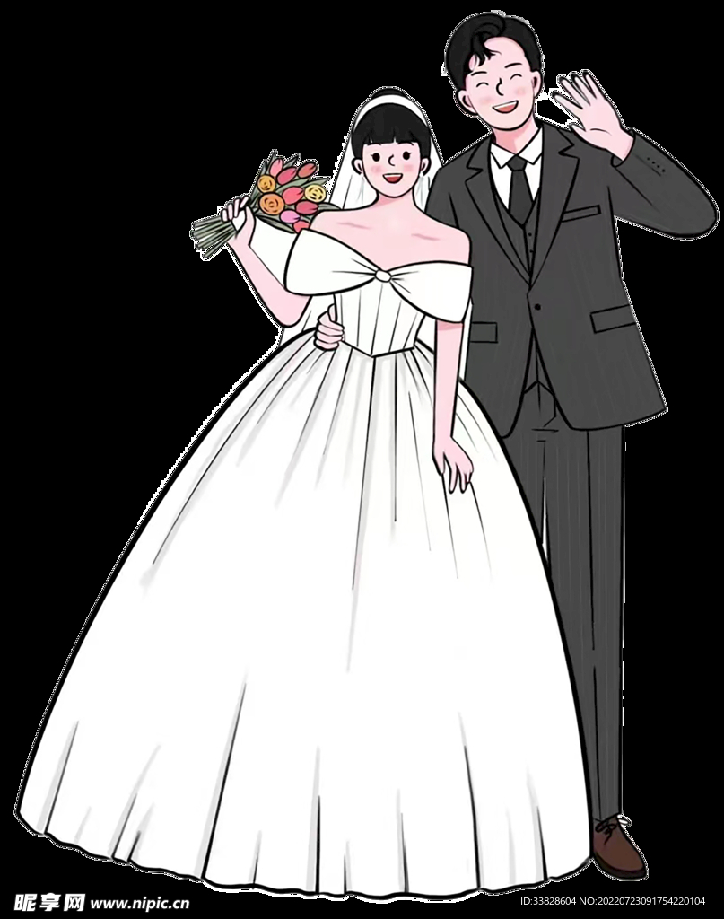 卡通婚礼迎宾牌
