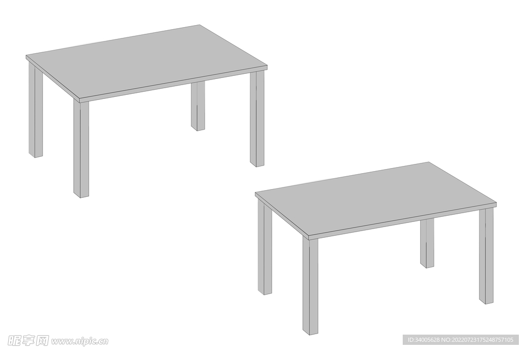 灰色方桌子