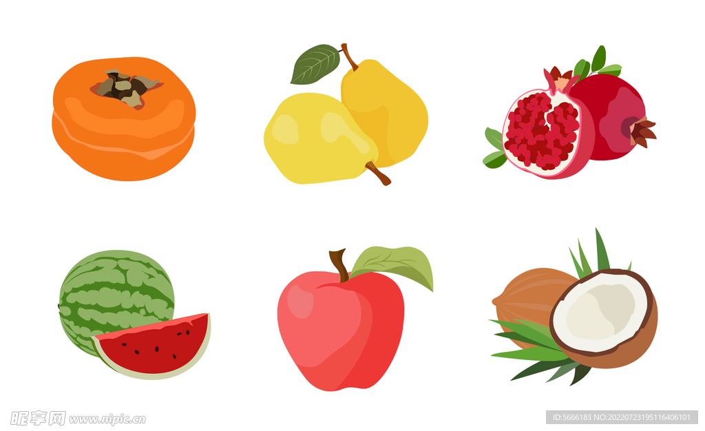 6种水果插画