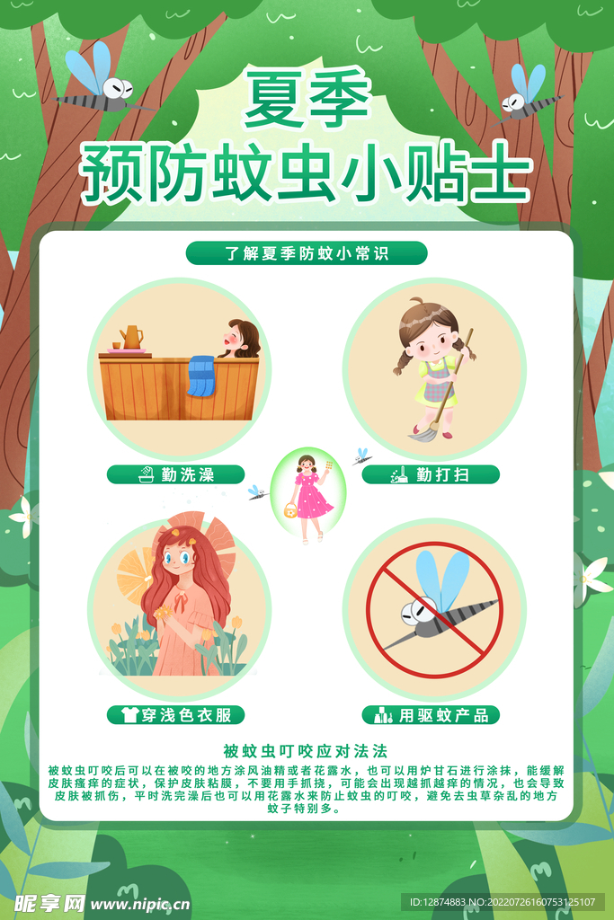 夏季防虫防蚊知识海报