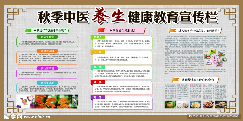 秋季中医健康教育宣传栏