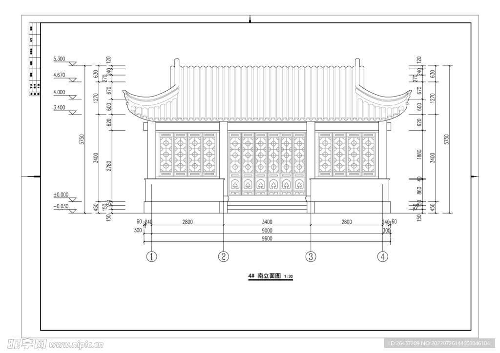 水榭 轩 古建筑 木结构CAD