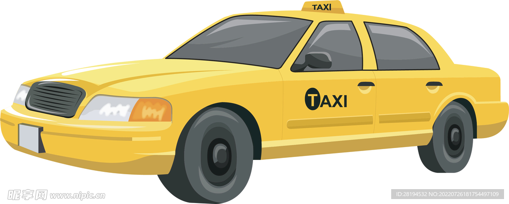 复古老式矢量黄色出租车