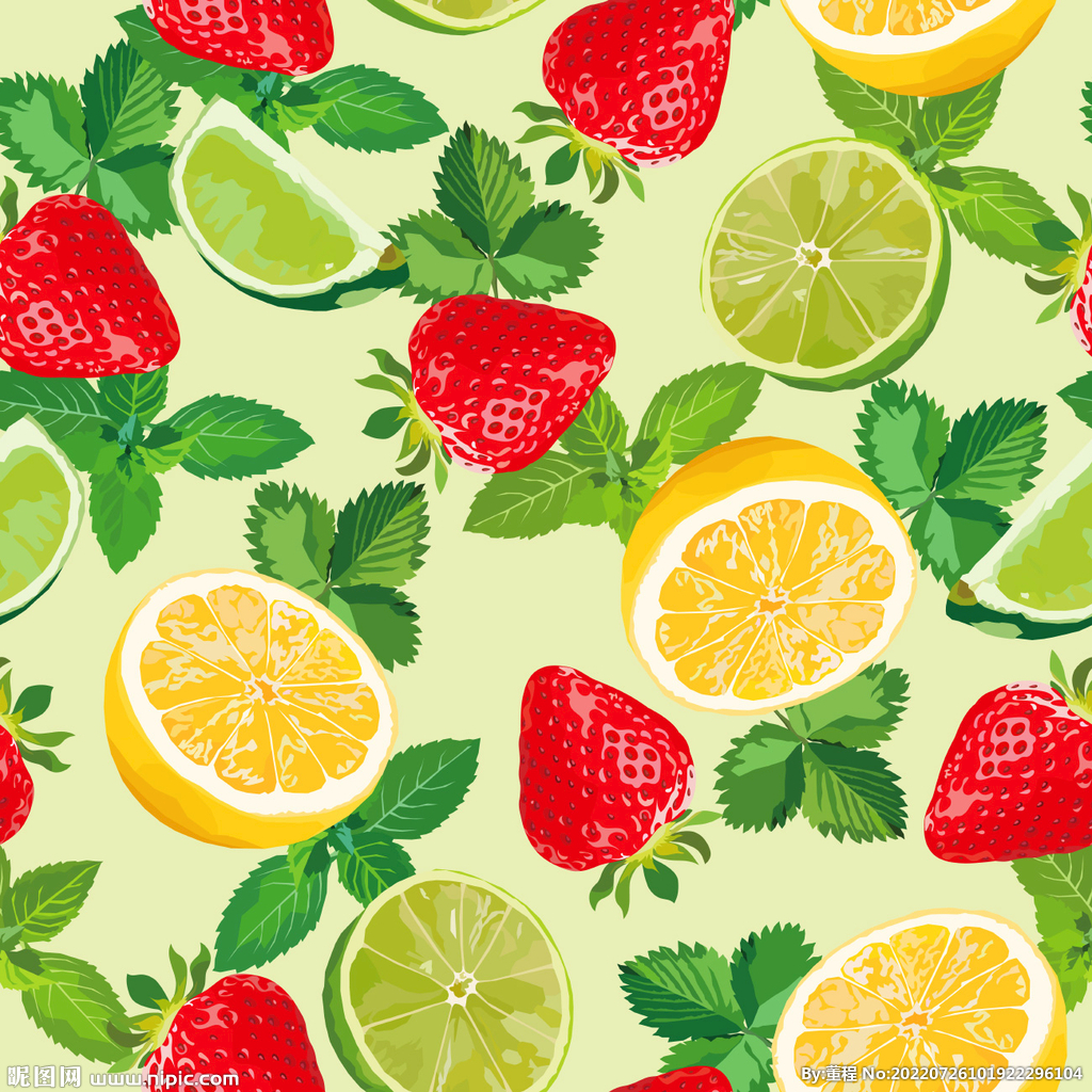草莓柠檬四方连续图