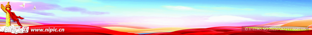 红色系列蓝天白云背景图