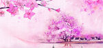  手绘桃花插画海报图片