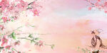 手绘桃花插画海报图片