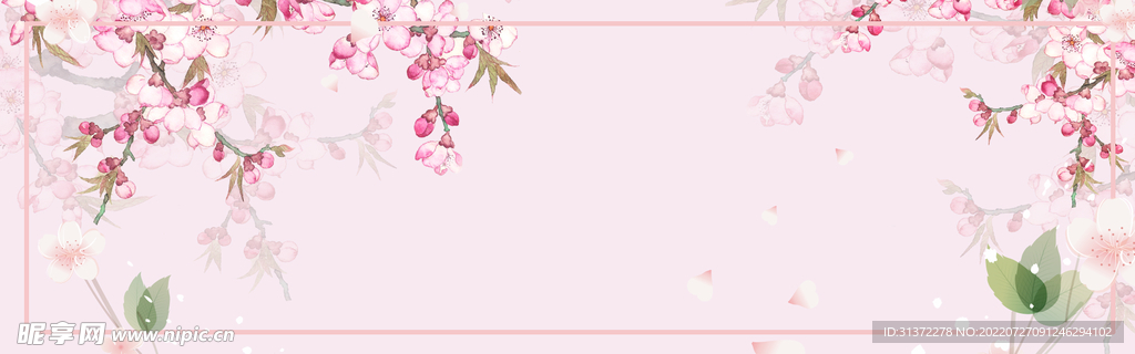  手绘桃花插画海报图片