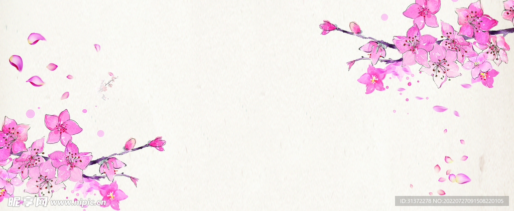  手绘桃花插画海报图片