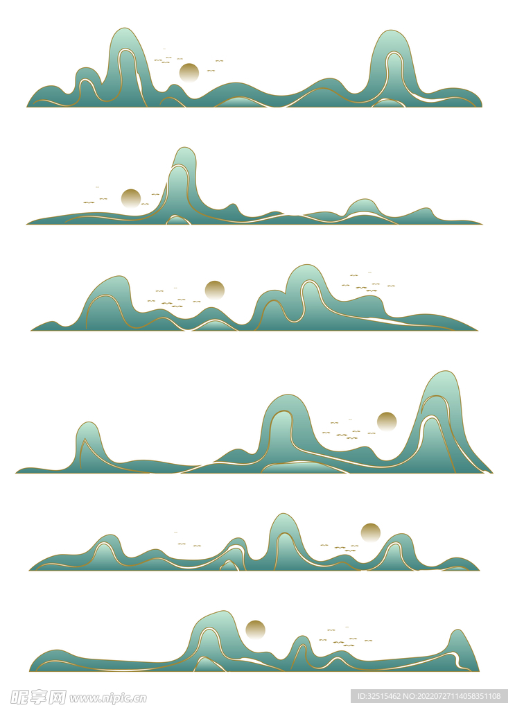 国潮风手绘山峰山峦山纹