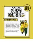 黄色孟菲斯外卖骑手招聘海报
