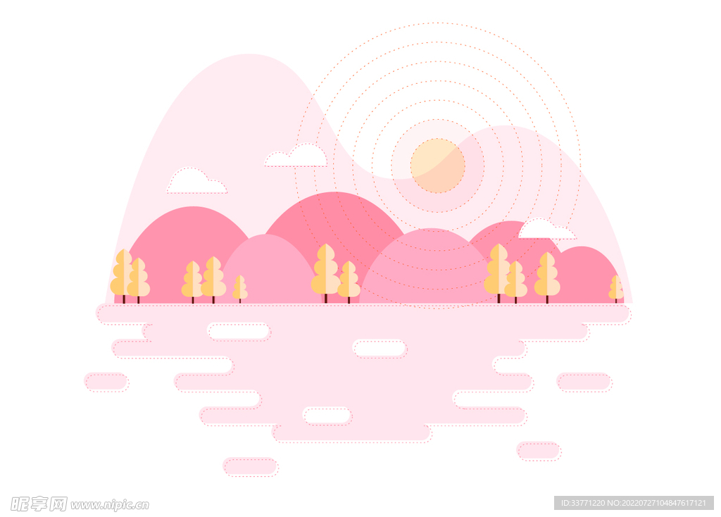 简约粉色风景