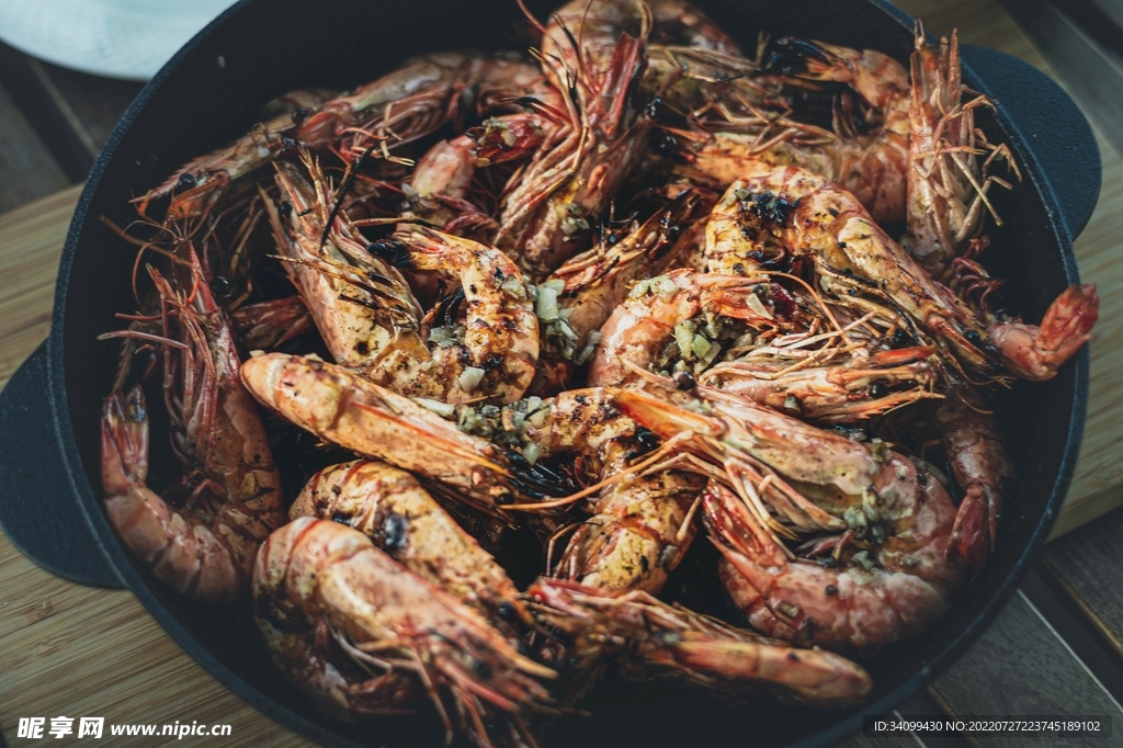 烧烤美食烤虾图片素材