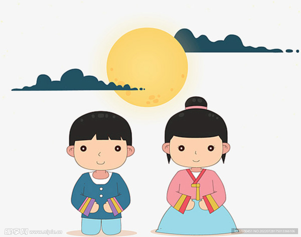 中秋节圆月小人