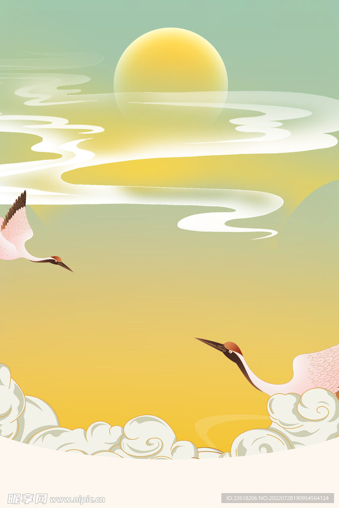 国潮手绘插画海报背景