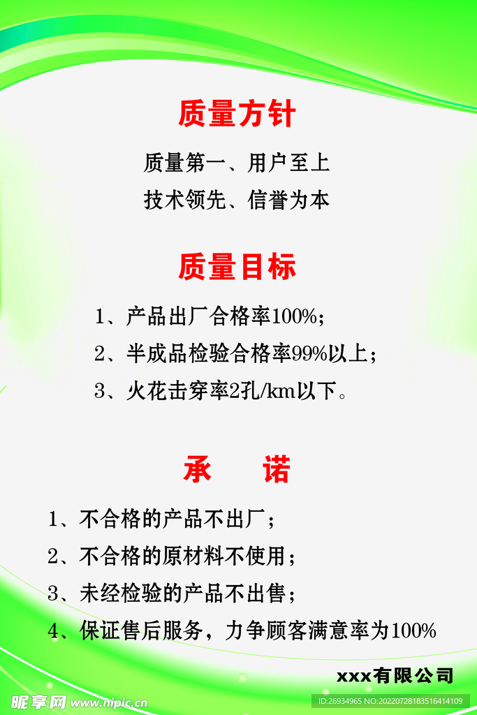 电缆公司质量方针质量目标承诺